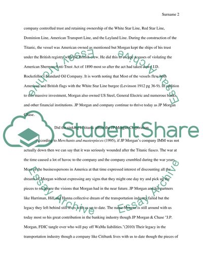 Titanic disaster affect on JP Morgan