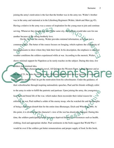 The Protagonists Experiences in the Diary of a Napoleonic Foot