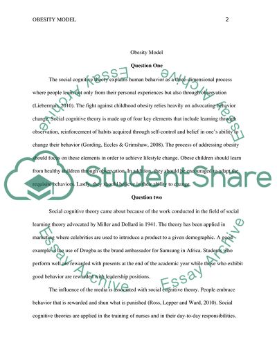 Obesity Model and Social Cognitive Theory