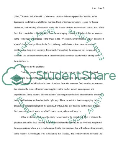 Problems in the Food Industry