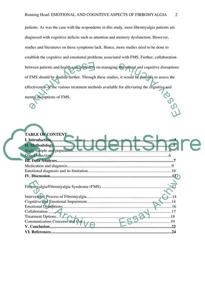 The Emotional and Cognitive Communication Aspects of Fibromyalgia
