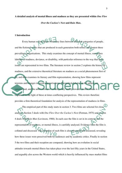 Analysis of Mental Illness and Madness