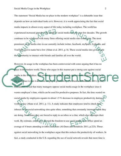 Social Media Usage in the Workplace