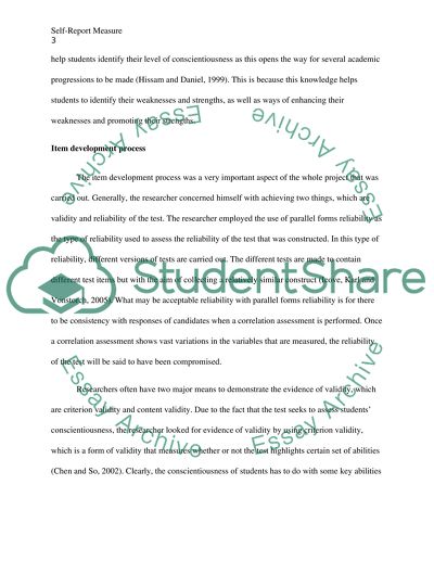 Self-Report Measure of a Student