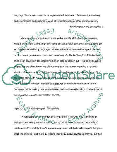 The Importance of Body Language and Gesture in the Counselling Exchange