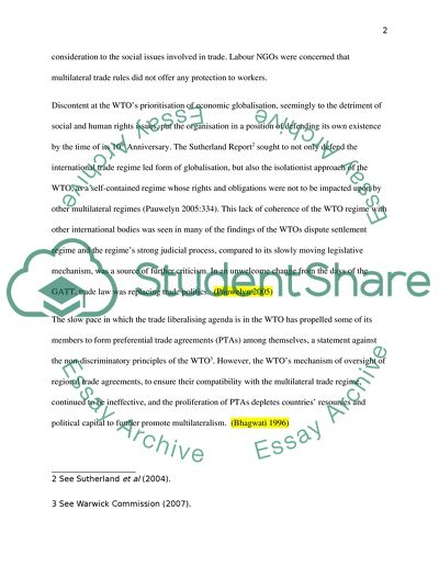 Assessment of the World Trade Organization in Dealing with International Trade