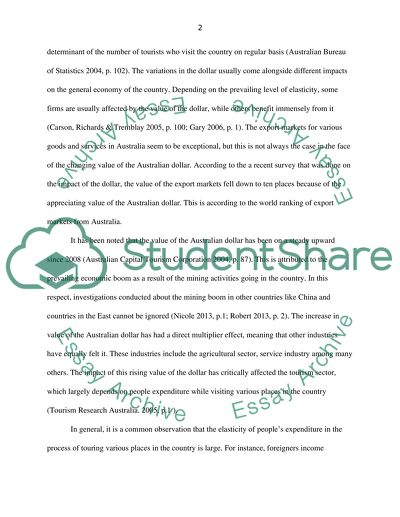 The strong value of the Australian dollar and its impact on Australias exports about tourism