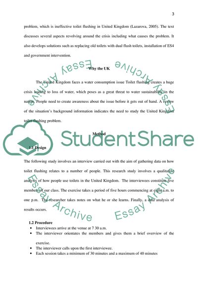 Toilet Flushing and Water Loss in the United Kingdom