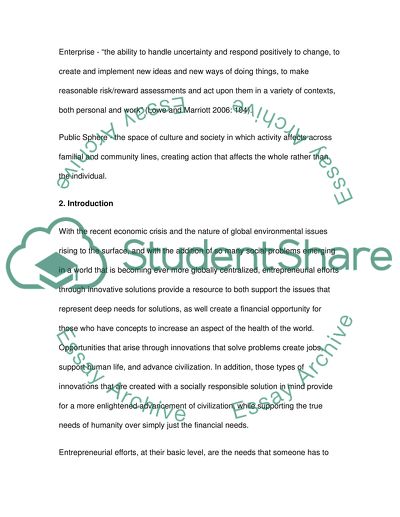 Social Entrepreneurship and Innovation