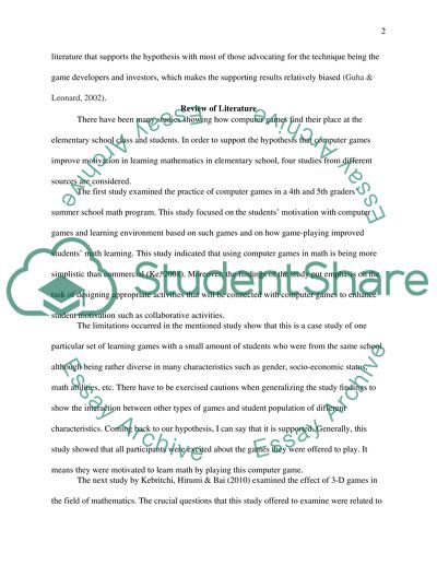 Computer Games Improves motivation in Elementary School Math