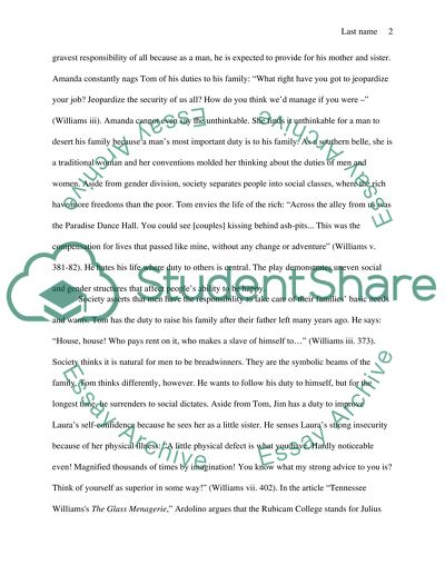 Dichotomies in Williamss The Glass Menagerie