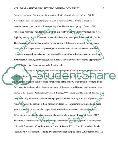 VOLUNTARY SUSTAINABILITY DISCLOSURE (Accounting)