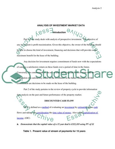Analysis of Investment Market Data