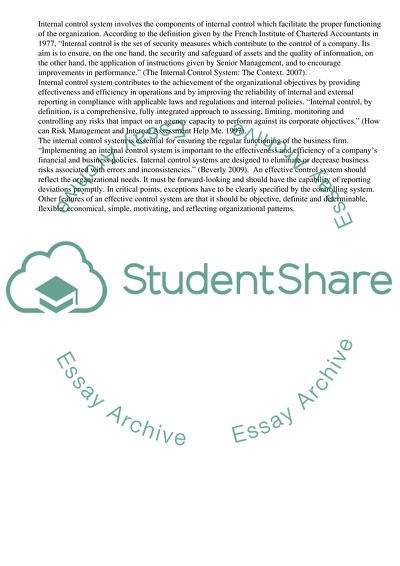 Internal Control Systems