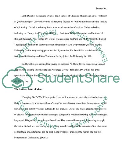 Analysis of Grasping Gods Word Book by J. Scott Duvall and J. Daniel Hays
