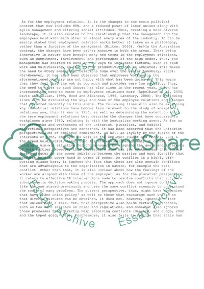 Analyse employment relations