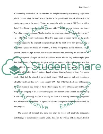Close Reading Response to Poems that Describe Robert Herricks Devotion to Ben Jonson