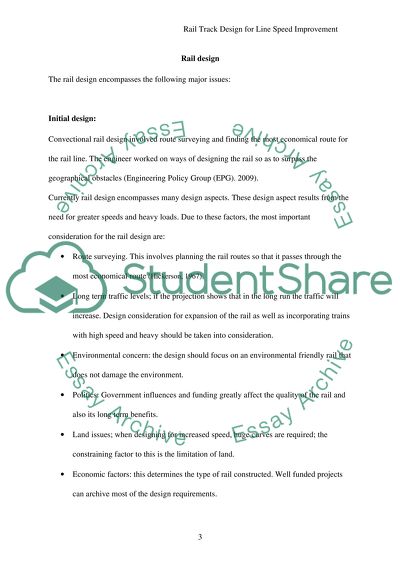Rail Track Design for Line Speed Improvement