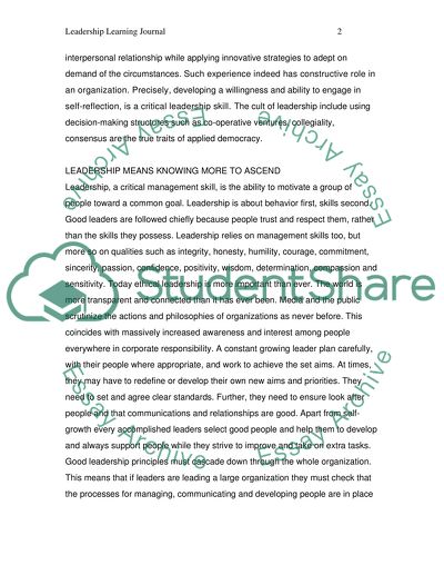 Leadership Learning Journal Analysis