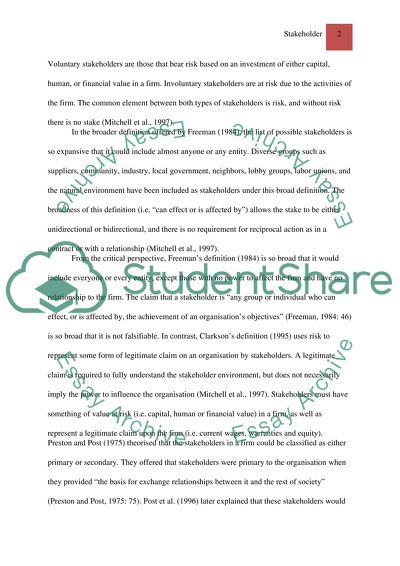 The Stakeholder Theory