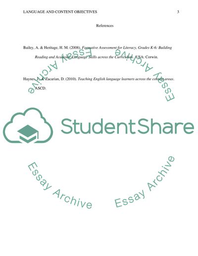 Language and Content Objectives