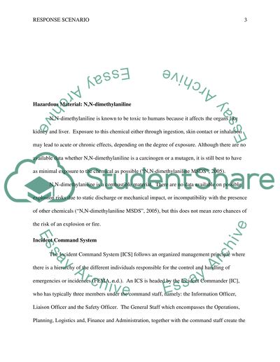 Response Scenario Paper on the Spillage of N,N-dimethylaniline