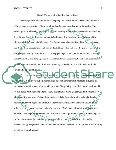 Social Worker with Unfamiliar Ethnic Group