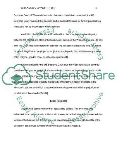 Analysis of Wisconsin v Mitchell (1993) Case