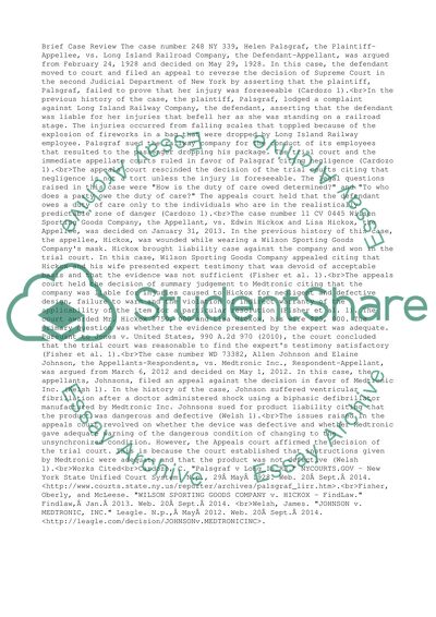 Helen Palsgraf vs Long Island Railway Company