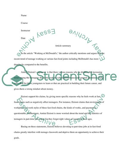 Summary/Critical Response