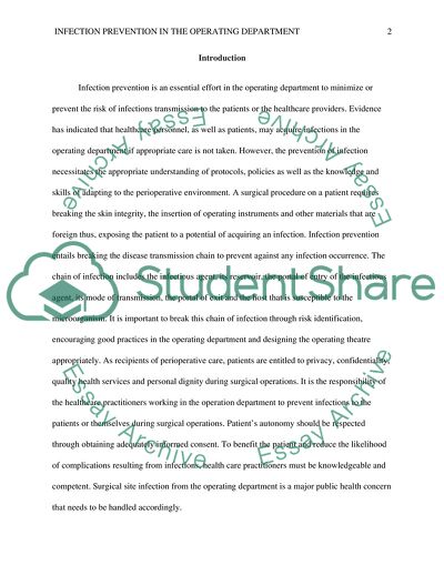 Risk of Infection Minimization in the Operating Department