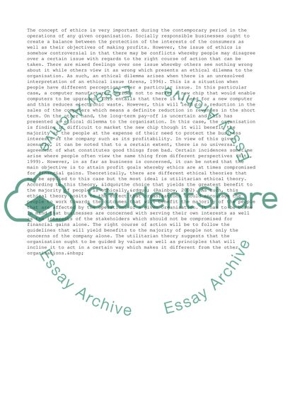 Ethics and Stakeholder Management