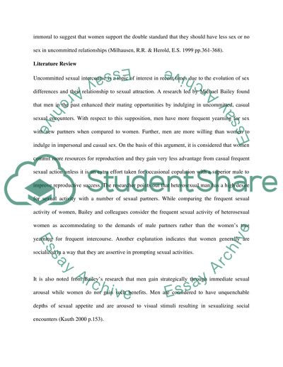 Do Men or Women Have Uncommitted, Heterosexual Sexual Intercourse