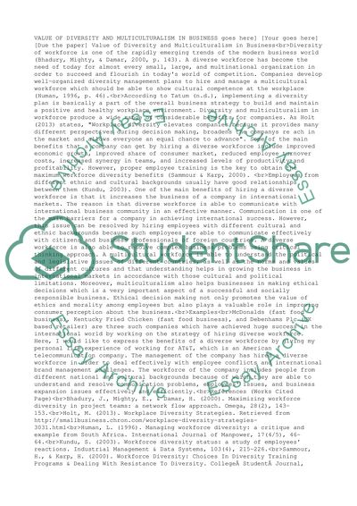 Value of Diversity and Multiculturalism in Business