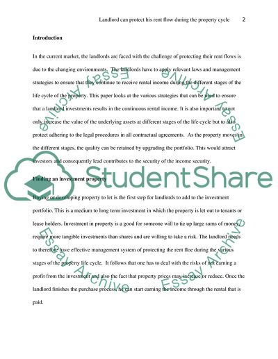 How a Landlord Can Protect His Rent Flow during the Property Cycle