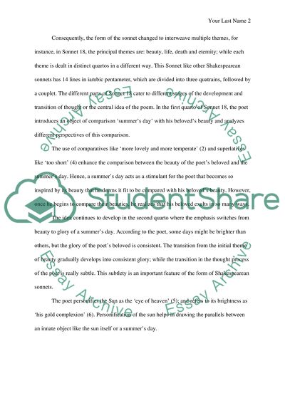 Analysis of Sonnet 18 by William Shakespeare