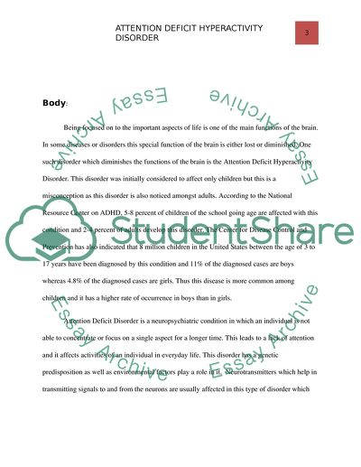 Attention Deficit Hyperactivity Disorder