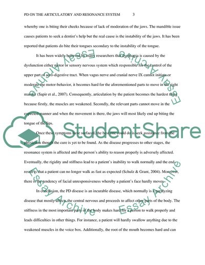 The Effect of Parkinsons Disease on the Articulatory and Resonance System
