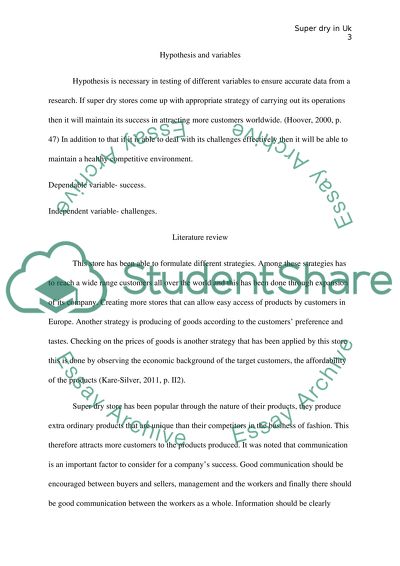 Conceptual Framework of Super Dry Company