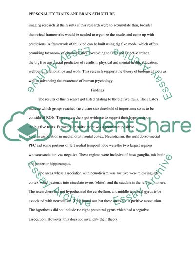 Personality Traits Associated with Brain Structure