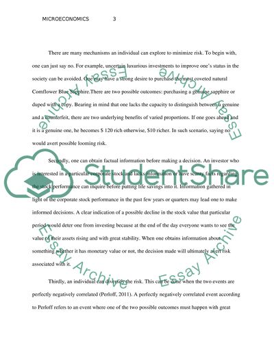 Microeconomics: Risk Premium, Deter Entry to Markets and Externalities