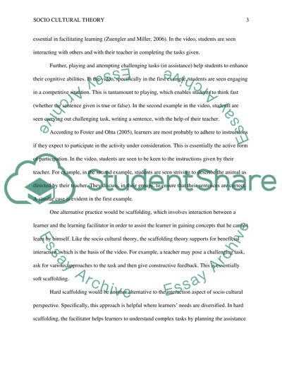 Video Analysis 3 Socio cultural Theory
