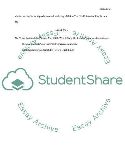 The Sustainability of Nestles Company