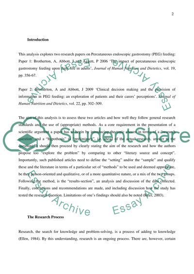 Critical Analysis of Two Articles about PEG Feeding