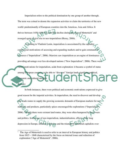 Role of Economic Factors Behind Neo-imperialism Phenomenon