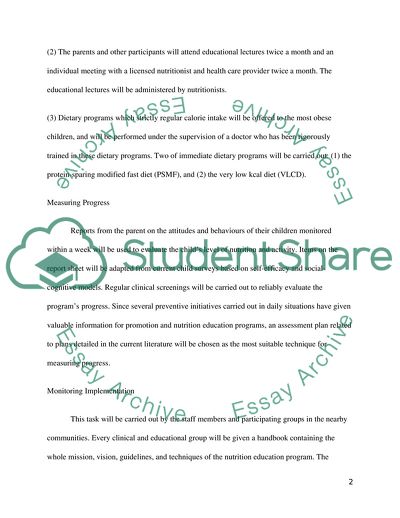 Action Plan for Childhood Obesity in the UK
