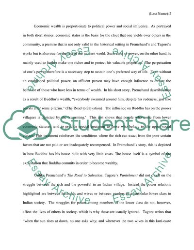 The Issue of power in the story The Road To Salvation by Premchand and Punishment by Rabindranath Tagore