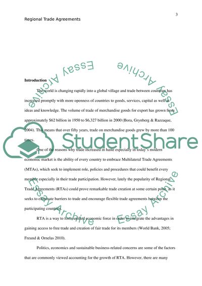 Regional Trade Agreements and Multilateral Trading System