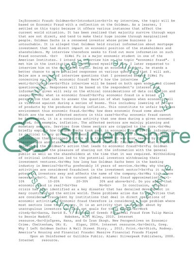 Economic Fraud: Goldman