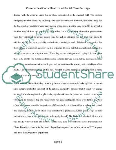 Communication Principles, Techniques and Strategies used in Health and Social Care Settings